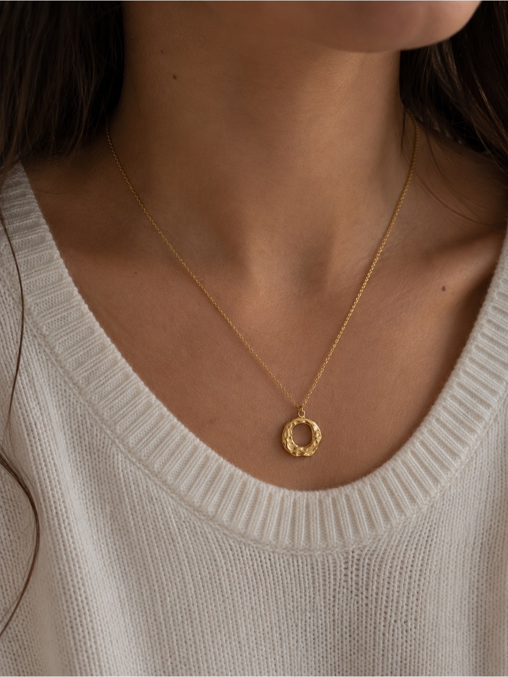 18K Gold Plated Circle Pendant Necklace